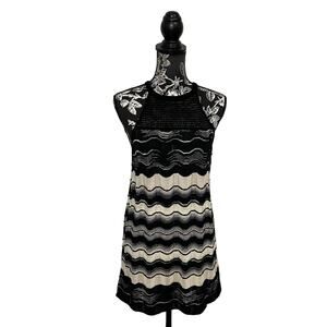 Missoni Knit Racerback Sleeveless Top Chevron Pattern Black Cream IT 48 / US 12